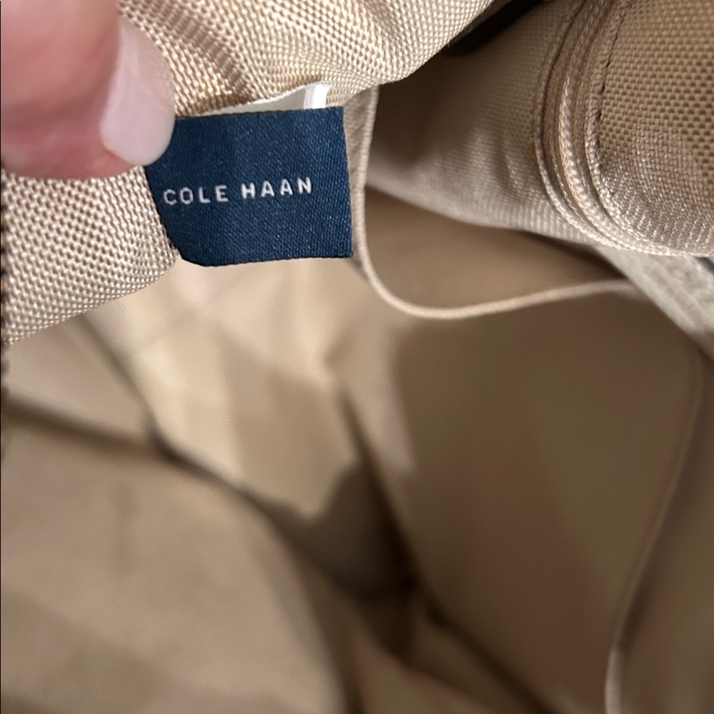 Cole Haan Grand Ambition Convertible Leather Backpack in Tan Beige & White - Picture 9 of 10